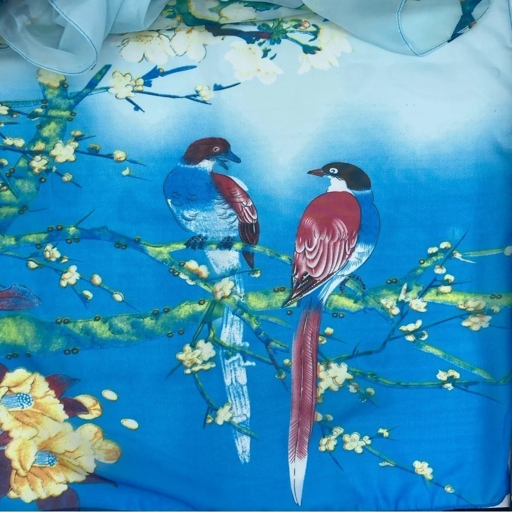 EUC Scarf with Japanese style‎ bird print, 20” x 60”
